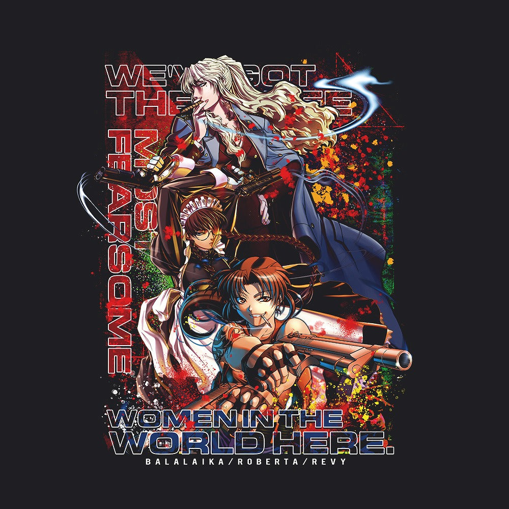 ブラック・ラグーン 地球で一番おっかない女の上位三人のフルカラーTシャツ BLACK XL 【01/24頃入荷】