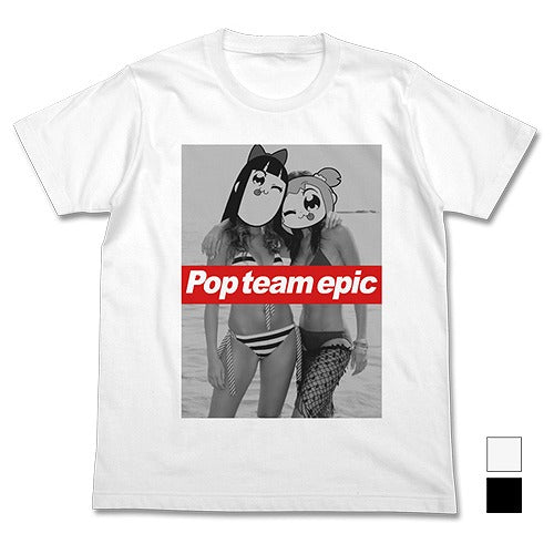 ポプテピピック ポプ子&ピピ美 水着Ver. Tシャツ BLACK S 【02/04頃入荷】