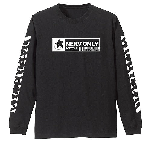 EVANGELION ネルフ 袖リブロングスリーブTシャツ BLACK S 【01/24頃入荷】
