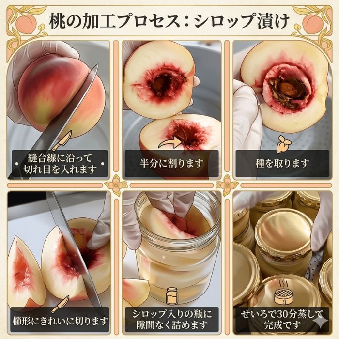 山梨県産 桃 コンポート 瓶詰め 2本セット（白桃・黄桃）丸ごと桃使用 加納岩の桃使用 高級フルーツギフト 桃ギフト