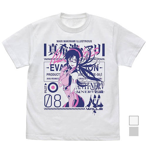 EVANGELION 真希波・マリ・イラストリアス Tシャツ LIGHT GRAY L 【01/24頃入荷】