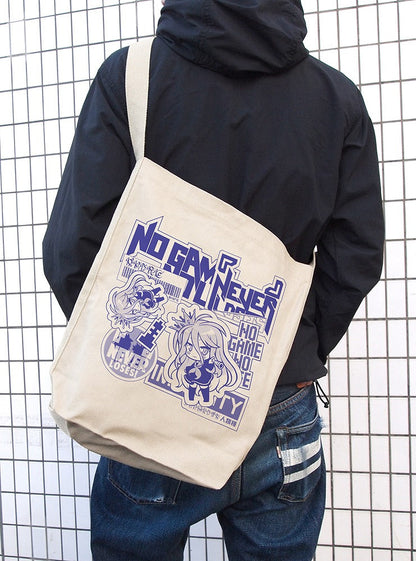 ノーゲーム・ノーライフ 「白」 ステッカー風デザイン ショルダートート NATURAL 【01/24頃入荷】