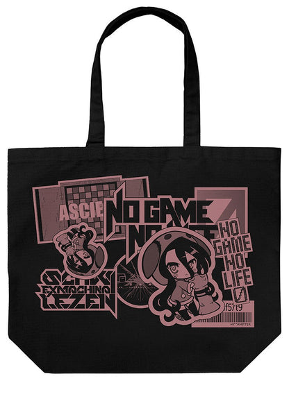 ノーゲーム・ノーライフ ゼロ シュヴィ ステッカー風デザイン ラージトート BLACK 【01/24頃入荷】