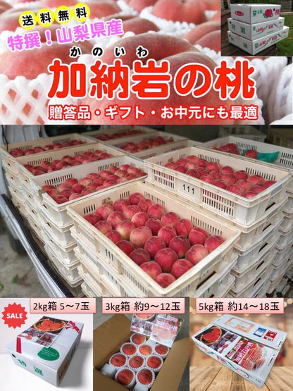 【 世界農業遺産 認定 】山梨の桃 特撰 山梨県 加納岩の桃（ かのいわのもも ）特秀 大玉 2kg箱 （4〜5個入り）【 アンの桃 】 桃