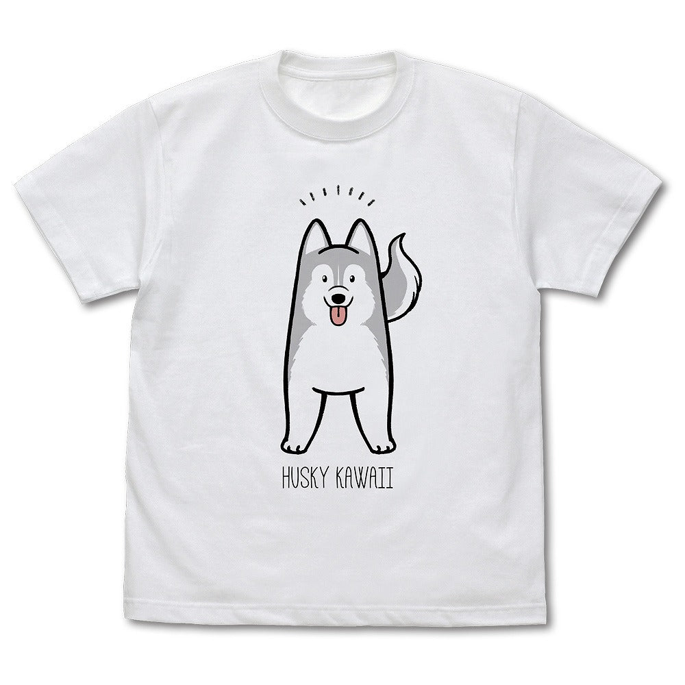 ハマジ ハスキー KAWAII Tシャツ ｼﾙﾊﾞｰ&ﾎﾜｲﾄ XL  【02/16頃入荷】