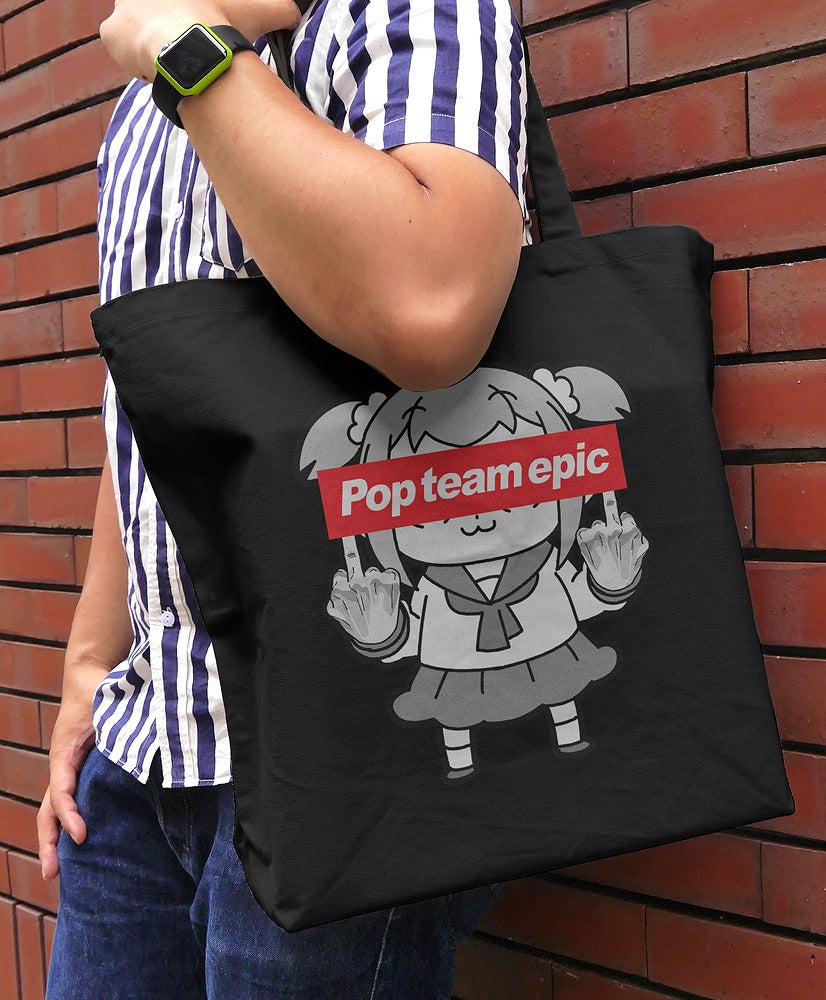 ポプテピピックの行列ができる ラージトート BLACK 【02/04頃入荷】