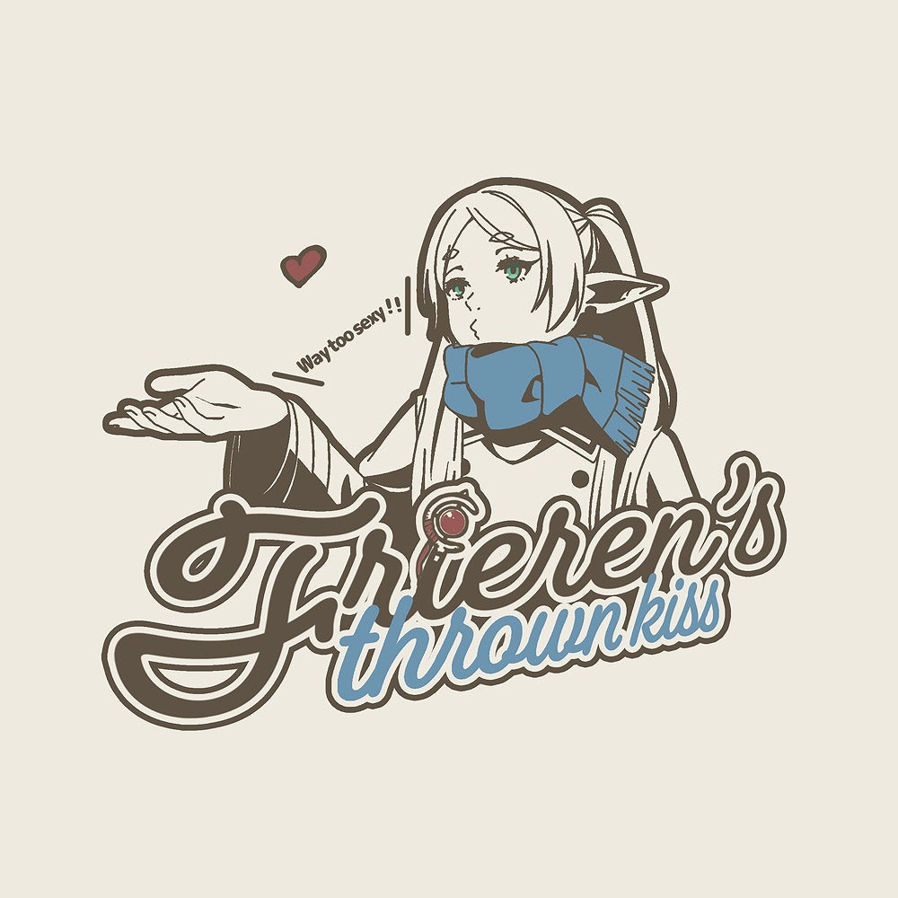 葬送のフリーレン フリーレンの投げキッス Tシャツ VANILLA WHITE XL 【02/04頃入荷】