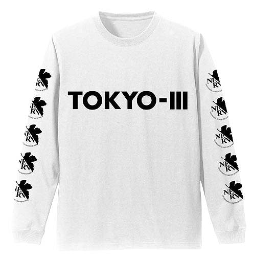 EVANGELION ネルフロゴ 袖リブロングスリーブTシャツ WHITE XL 【01/24頃入荷】