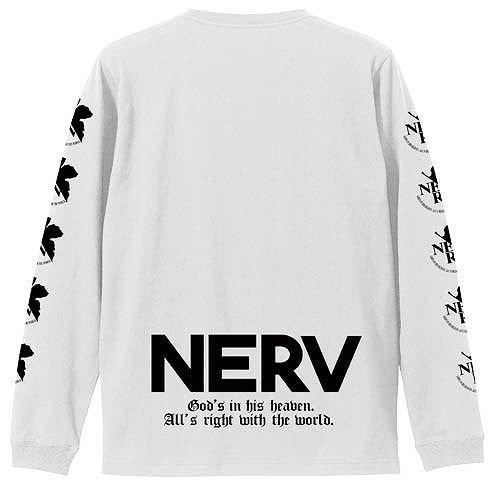 EVANGELION ネルフロゴ 袖リブロングスリーブTシャツ WHITE S 【01/24頃入荷】