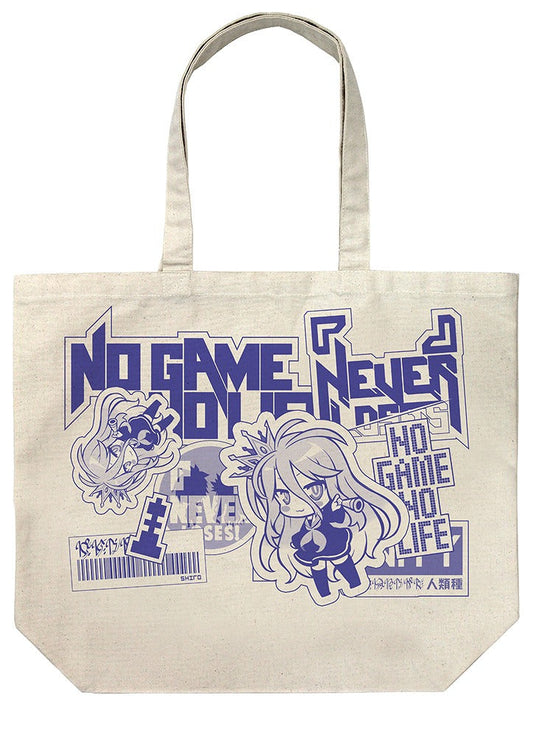 ノーゲーム・ノーライフ 「白」 ステッカー風デザイン ラージトート NATURAL 【01/24頃入荷】