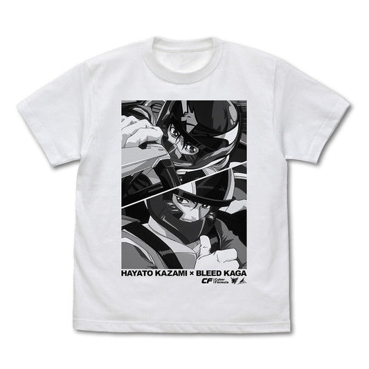 新世紀GPXサイバーフォーミュラ 風見ハヤト＆ブリード加賀Tシャツ WHITE XL 【02/04頃入荷】