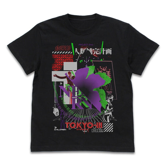EVANGELION ネルフ アシッドグラフィックス Tシャツ BLACK L 【01/24頃入荷】