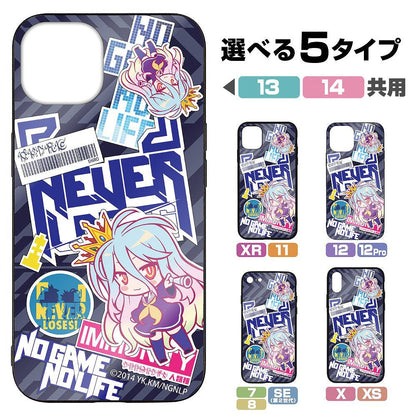 ノーゲーム・ノーライフ 「白」ステッカー風 強化ガラスiPhoneケース XR･11共用 【01/24頃入荷】